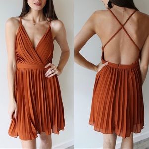 Revolve • Pleated Dress • Rust